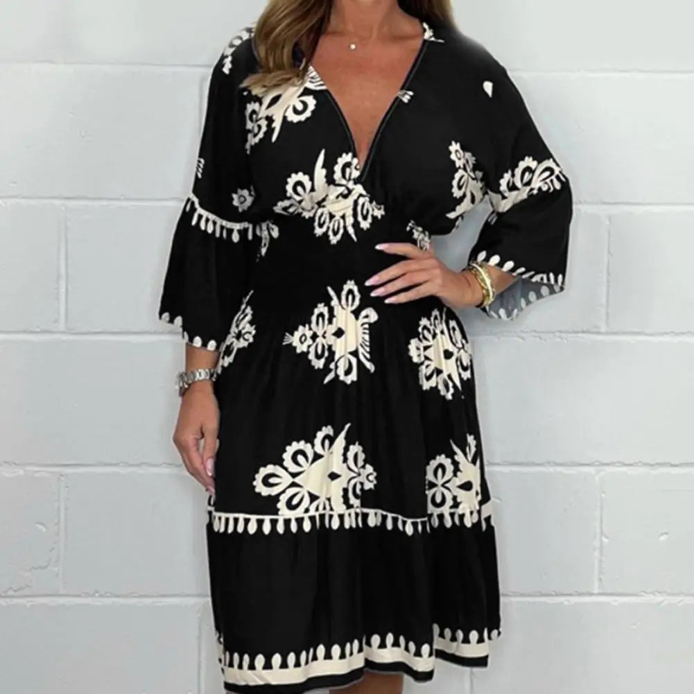 Vestido Mariana Midi Estampado- Perfeito para um visual elegante e versátil + Frete Grátis