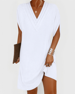 Vestido Lua Casual com Decote em V- Conforto diário com um toque de charme!