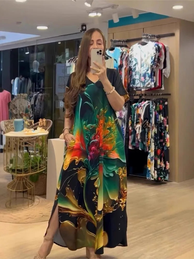 Vestido Estampado Mariana- Elegante e rico em detalhes que vão te encantar+ Frete Grátis