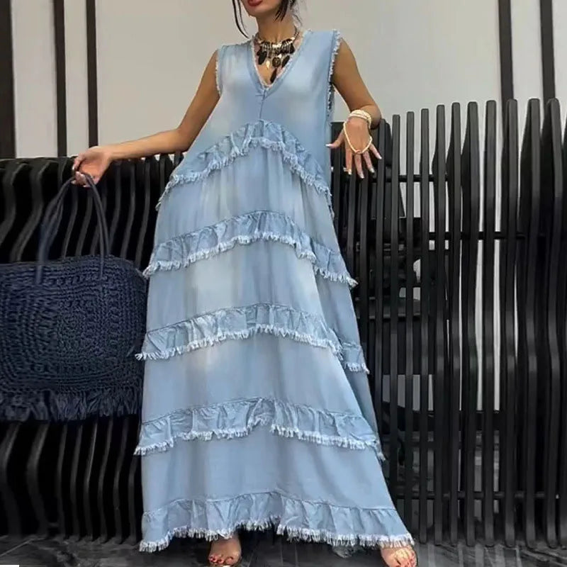 Vestido Jeans Sofia- Atraia olhares com um visual moderno e charmoso + Frete Grátis