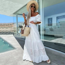Vestido de Renda Bianca - Longo de Manga Curta- Ideal para todas as ocasiões