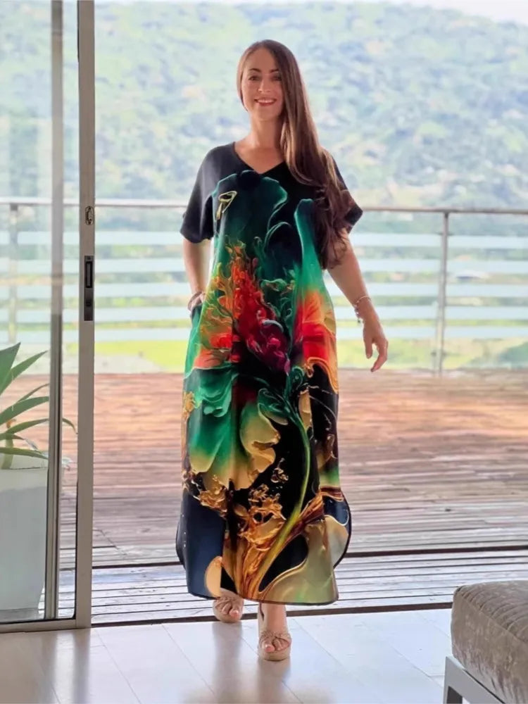 Vestido Estampado Mariana- Elegante e rico em detalhes que vão te encantar+ Frete Grátis