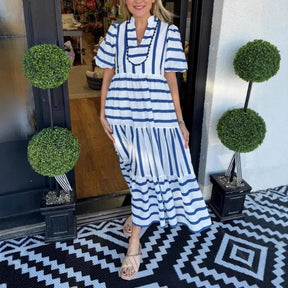 Vestido Listras Luana - Manga Curta - Leve e Soltinho- Ideal para diversas ocasiões