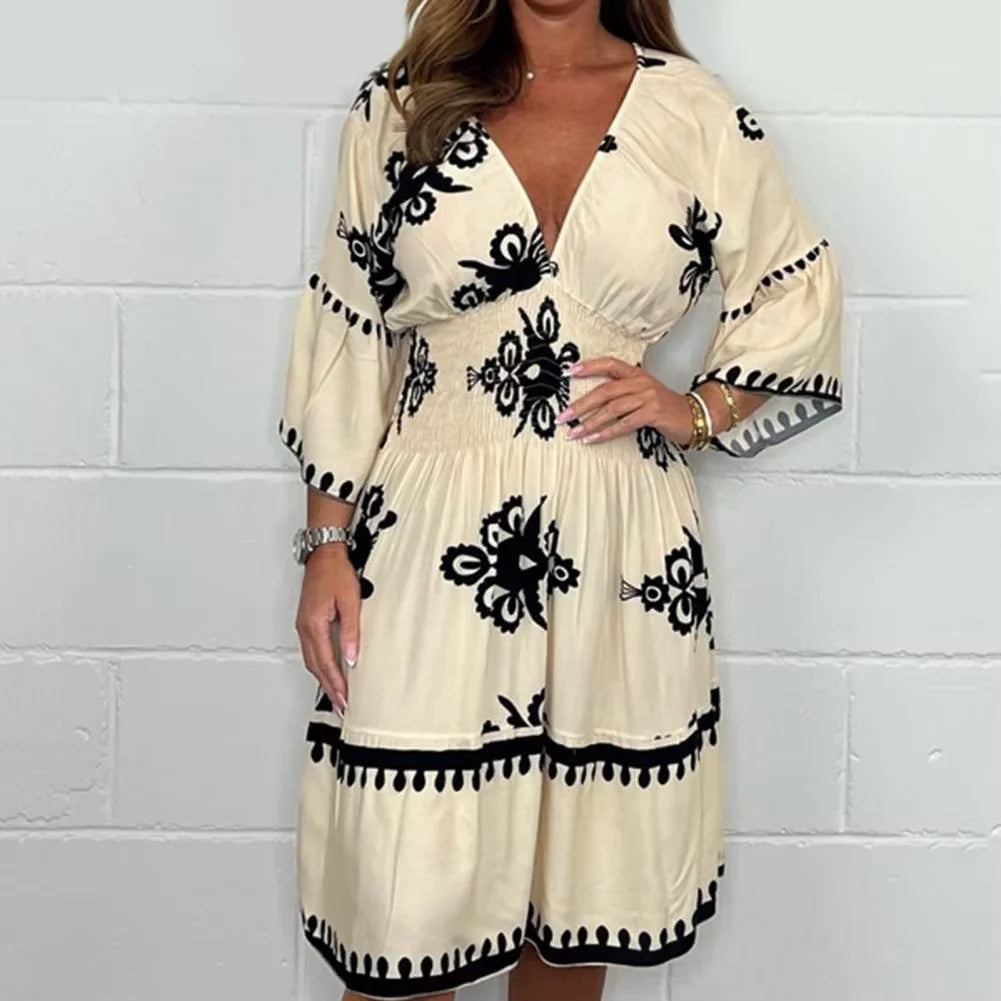 Vestido Mariana Midi Estampado- Perfeito para um visual elegante e versátil + Frete Grátis
