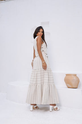 Conjunto Feminino Luiza- Saia longa e Regata com Botões em linho